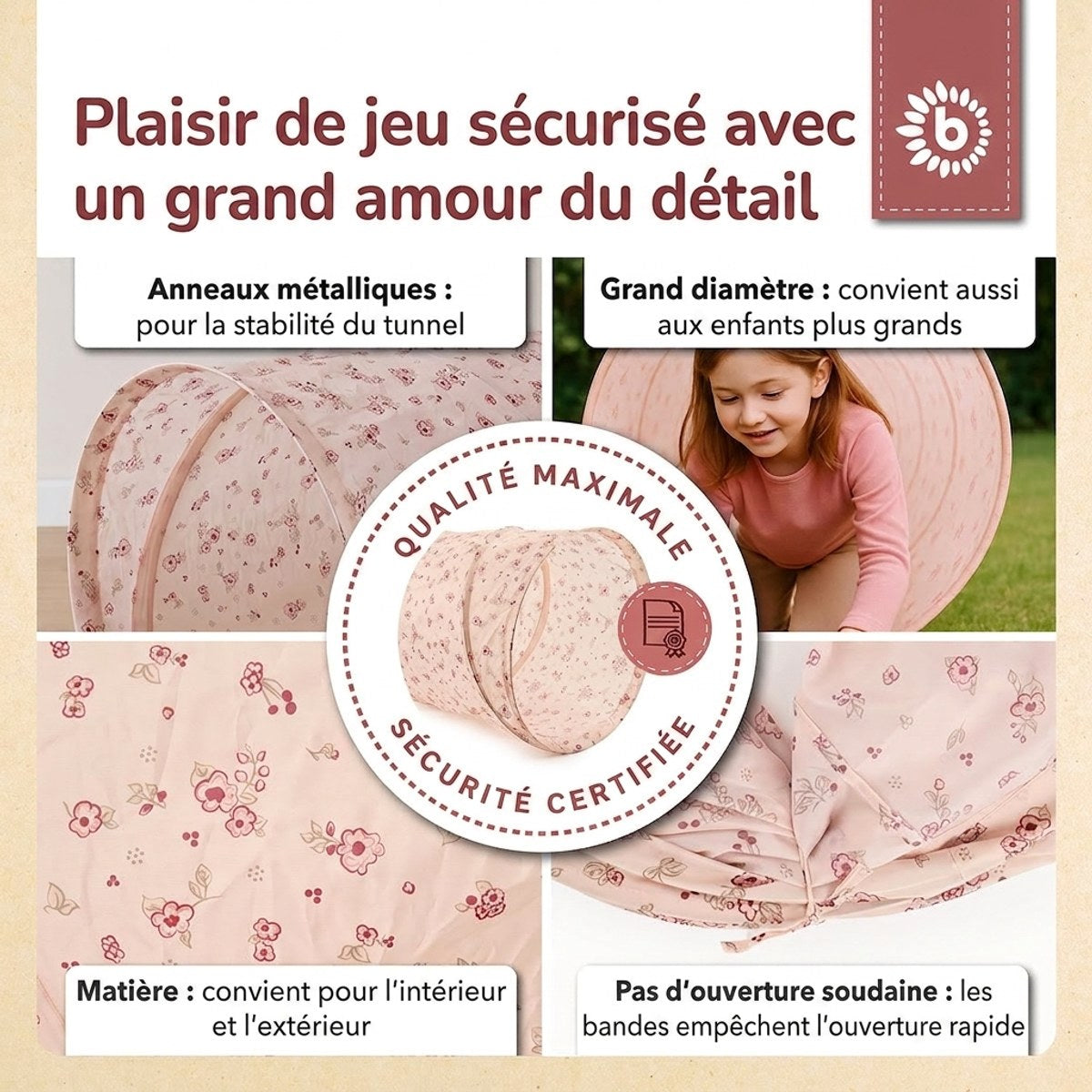 Pop Up Spieltunnel Dreamy Flowers - FR Infographic