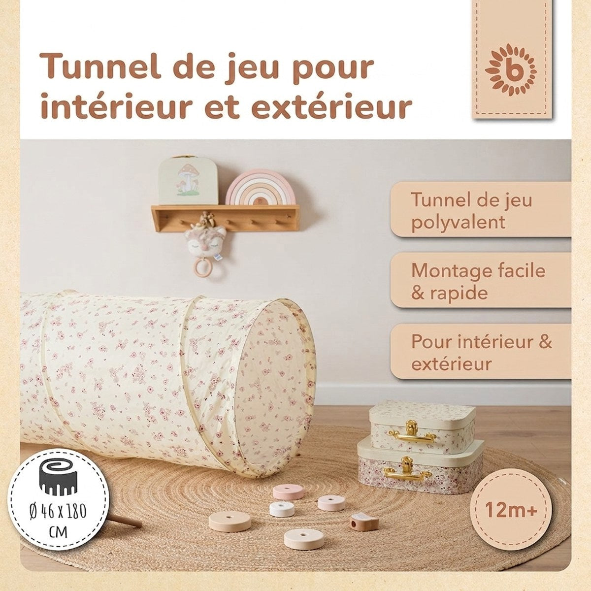 Pop Up Spieltunnel Vintage Flowers - FR Infographic