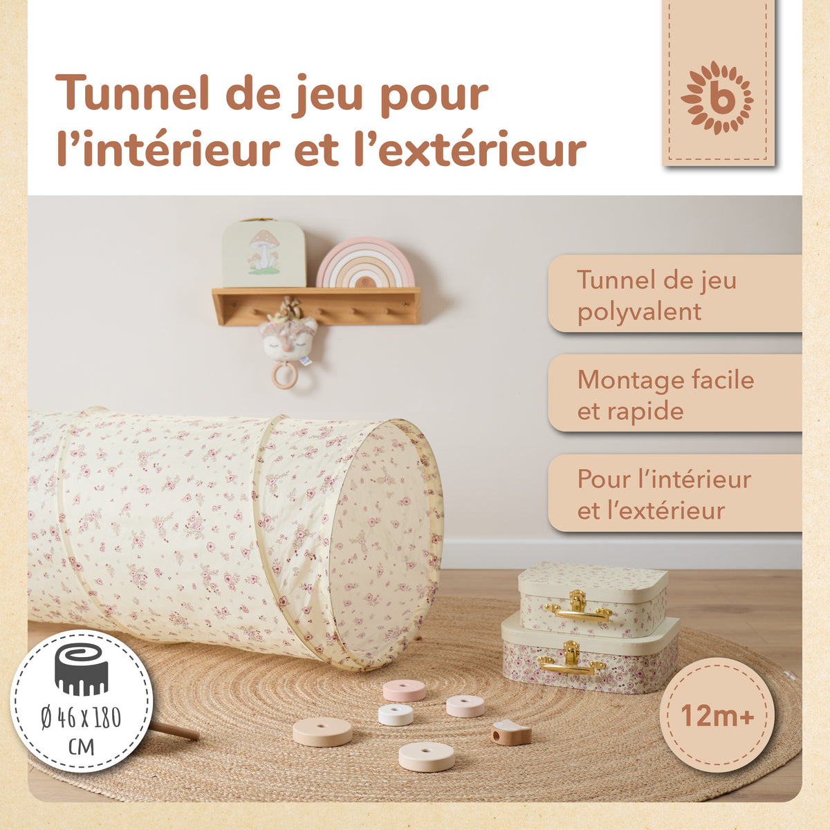 Pop Up Spieltunnel Vintage Flowers - FR Infographic