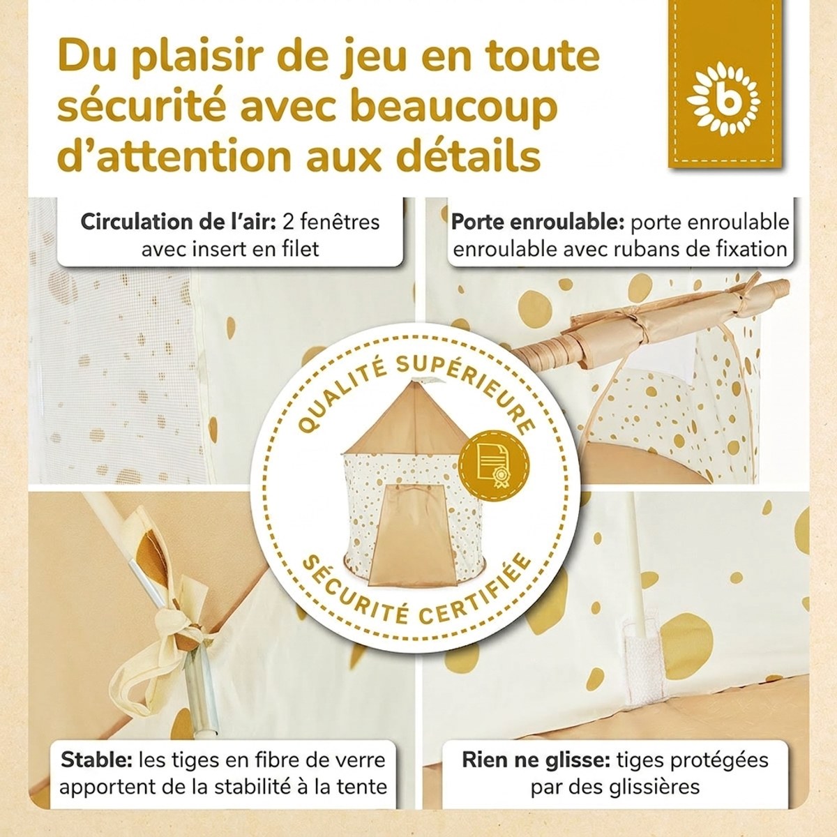 Pop up Spielzelt Dots - FR Infographic