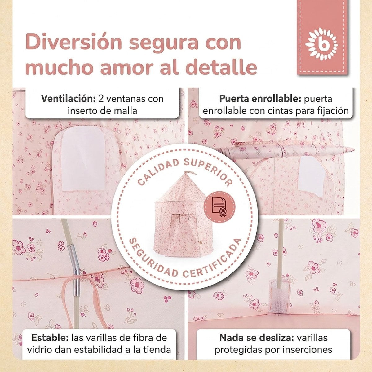 Pop Up Spielzelt Dreamy Flowers - ES Infographic