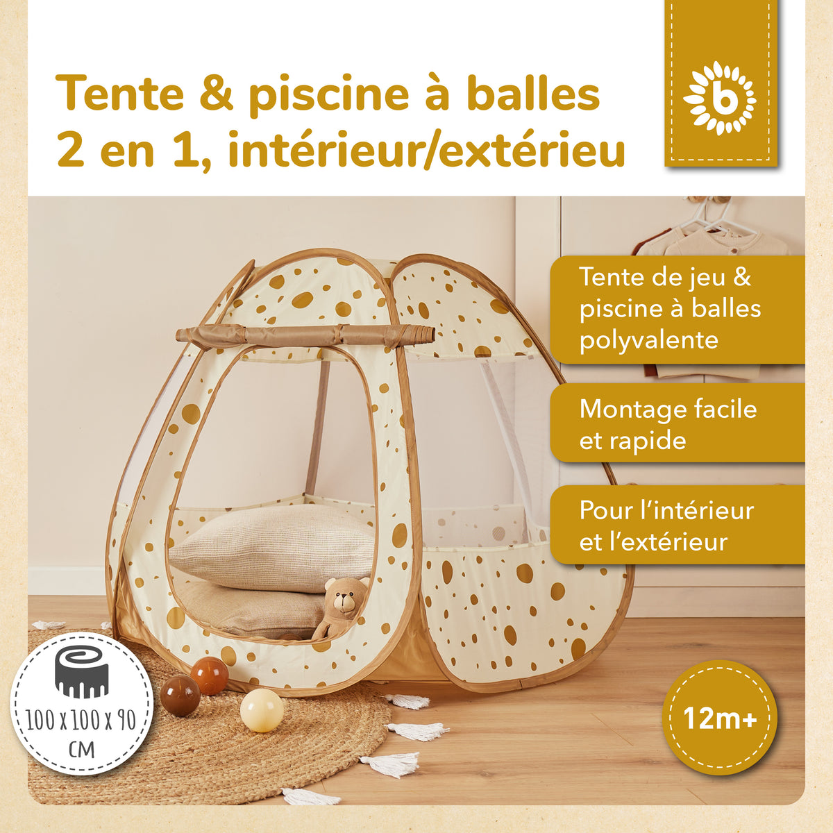 Pop up Spielzelt und Bällebad Dots mit 50 Bällen - FR Infographic