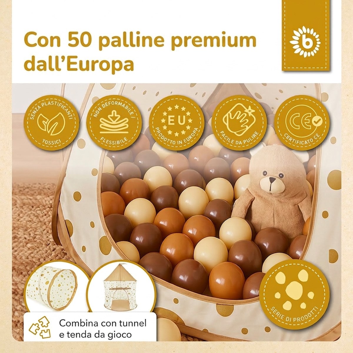 Pop up Spielzelt und Bällebad Dots mit 50 Bällen - IT Infographic