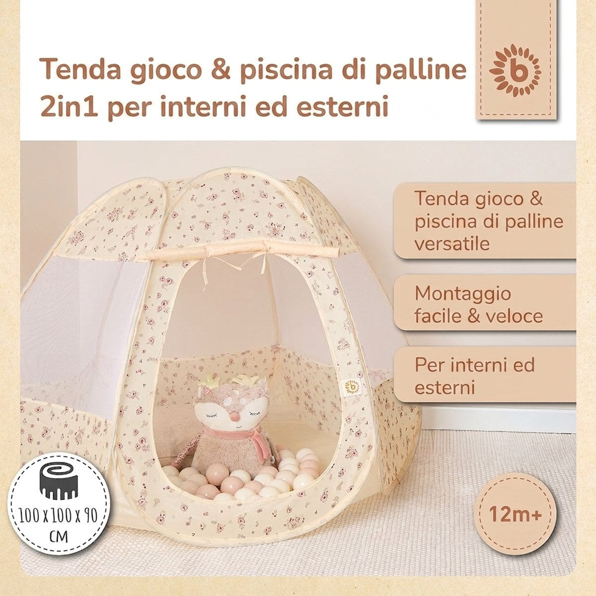 Pop Up Spielzelt und Bällebad Vintage Flowers mit 50 Bällen - IT Infographic