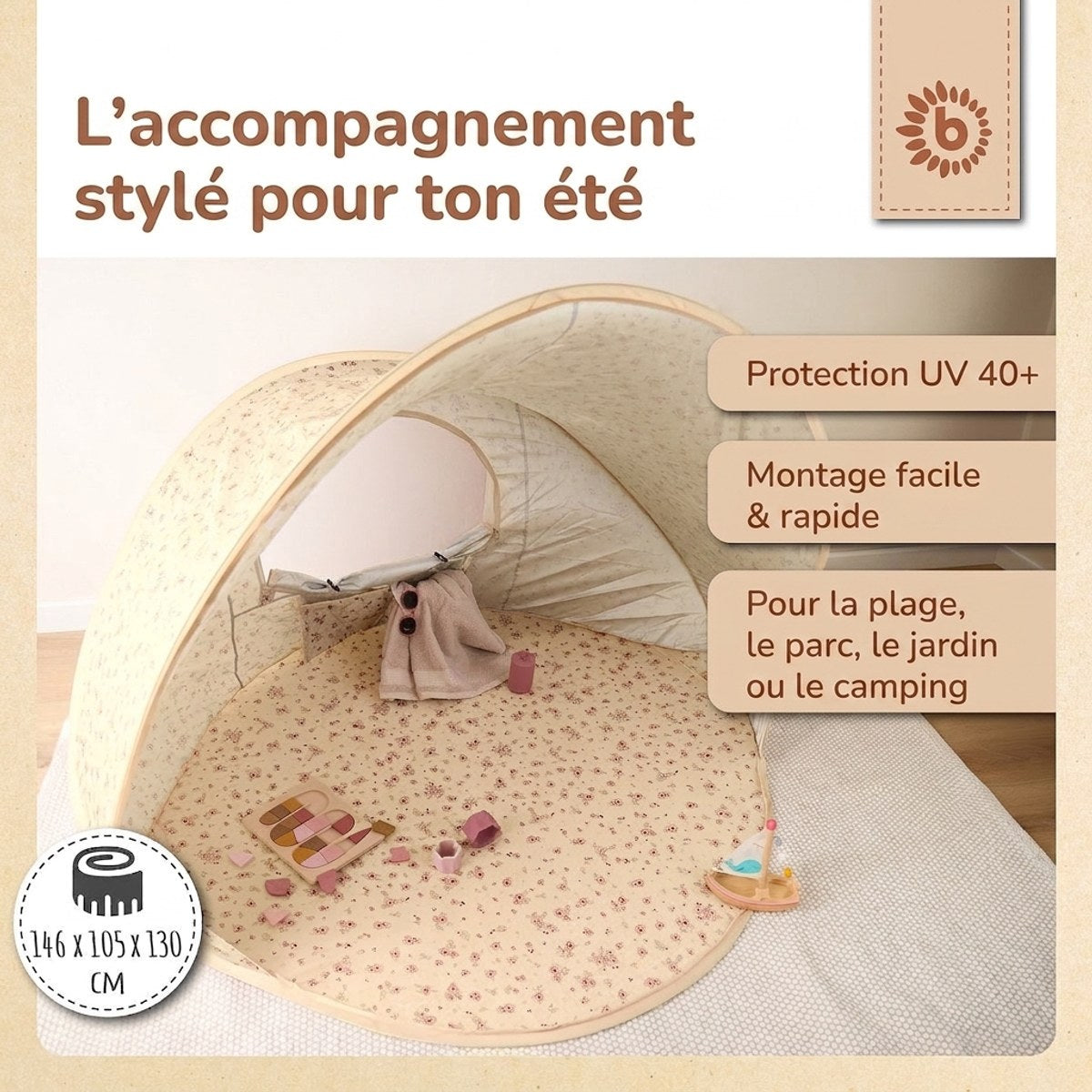 POP UP STRANDMUSCHEL VINTAGE FLOWERS - FR Infographic
