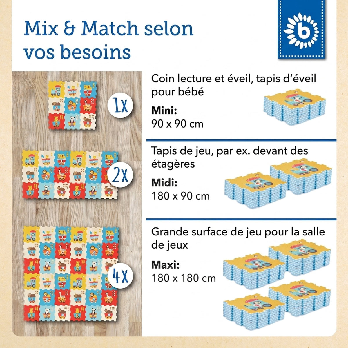 Puzzlematte Tier Motivzug 18 Teile - FR Infographic