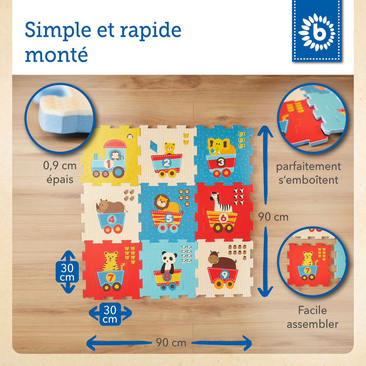 Puzzlematte Tier Motivzug 18 Teile - FR Infographic