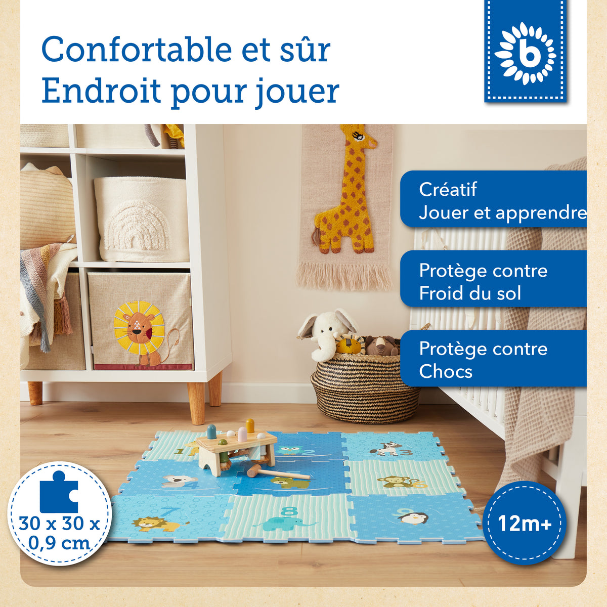 Puzzlematte Tiere blau 18 Teile - FR Infographic