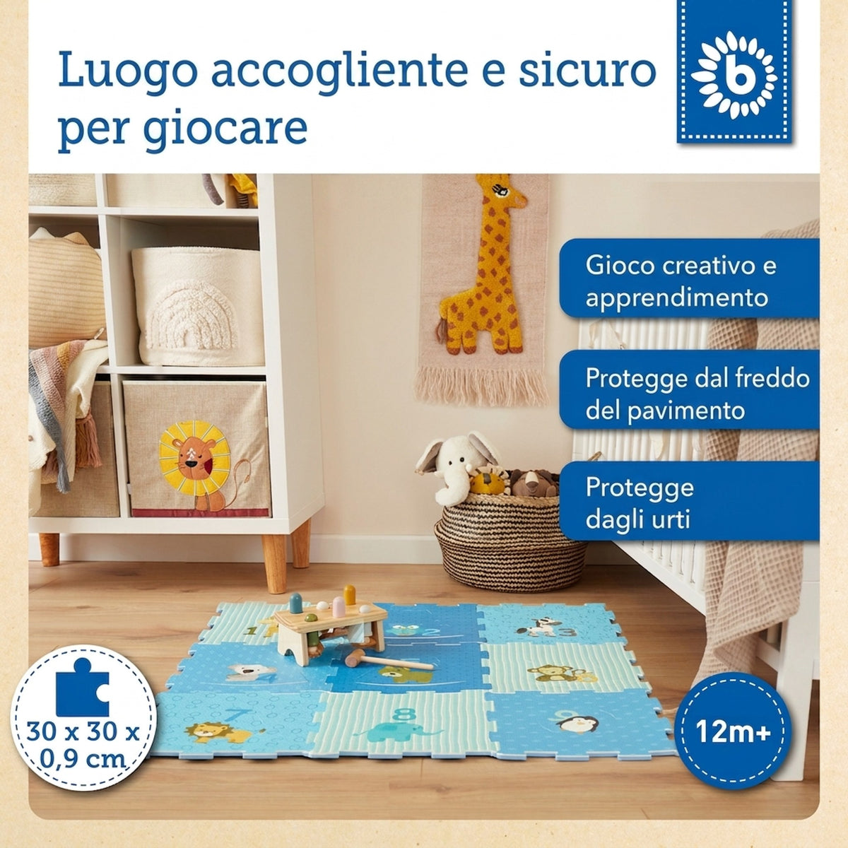 Puzzlematte Tiere blau 18 Teile - IT Infographic