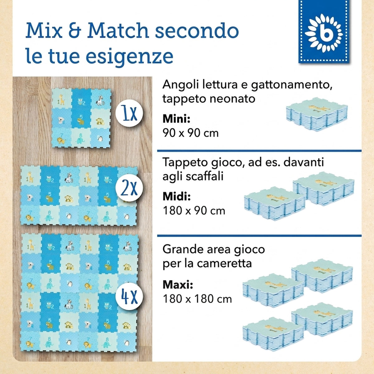 Puzzlematte Tiere blau 18 Teile - IT Infographic