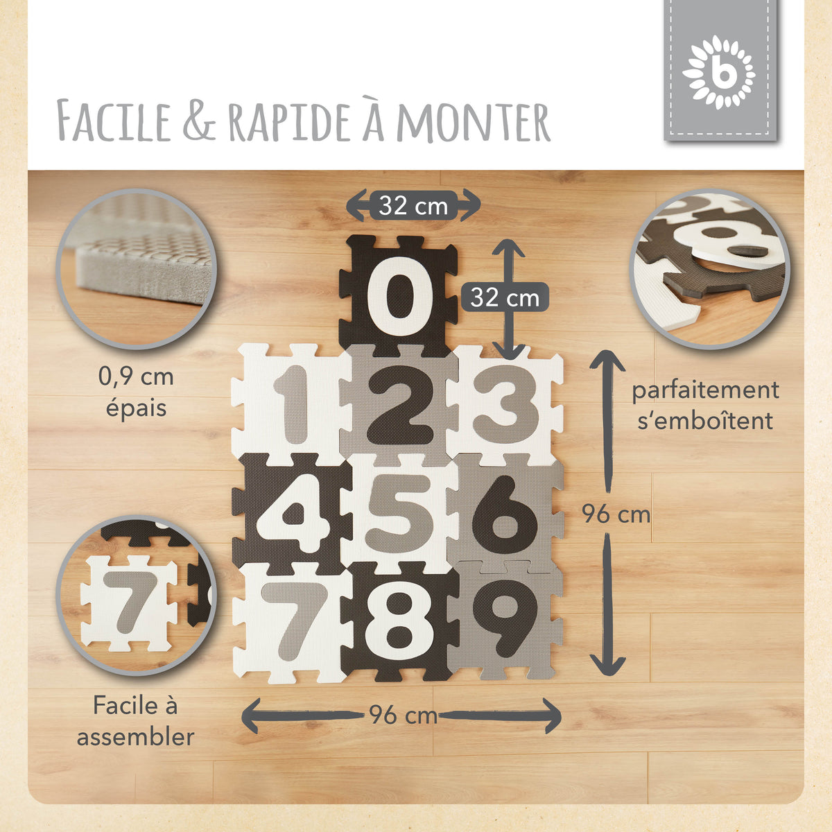 Puzzlematte Zahlen Black & White - FR Infographic