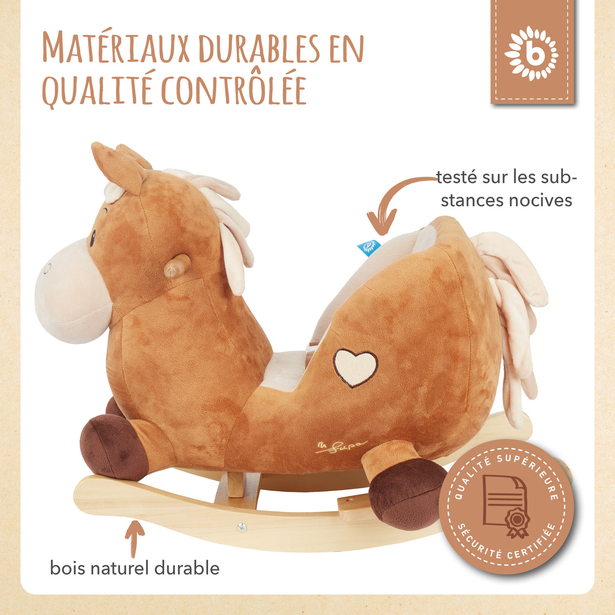 Schaukeltier Baby Pferd Calimero - FR Infographic