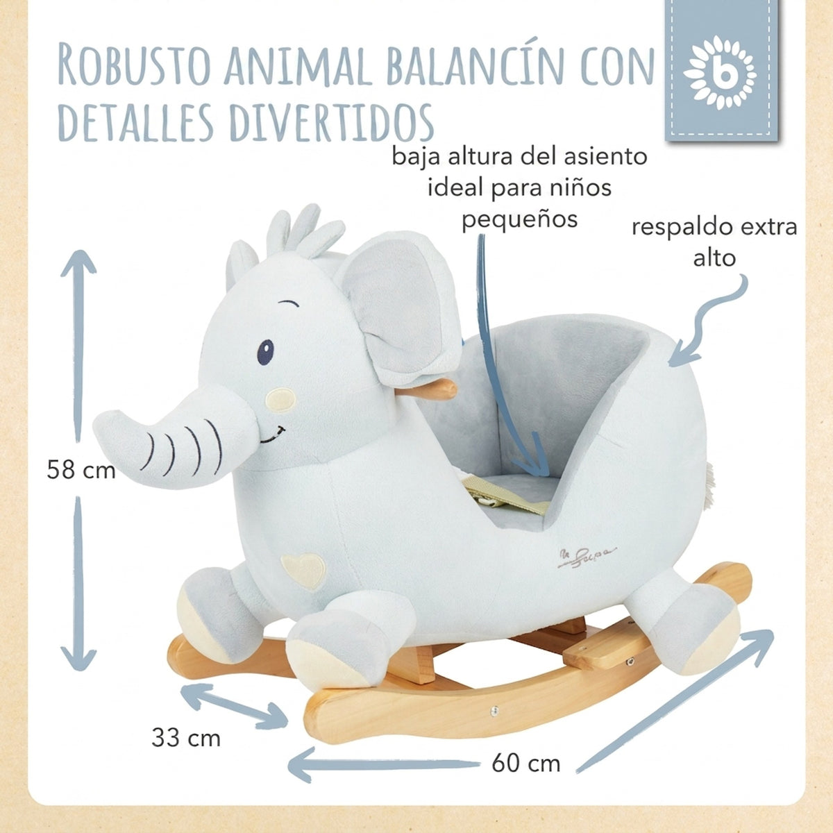 Schaukeltier Baby Elefant Tiko - ES Infographic