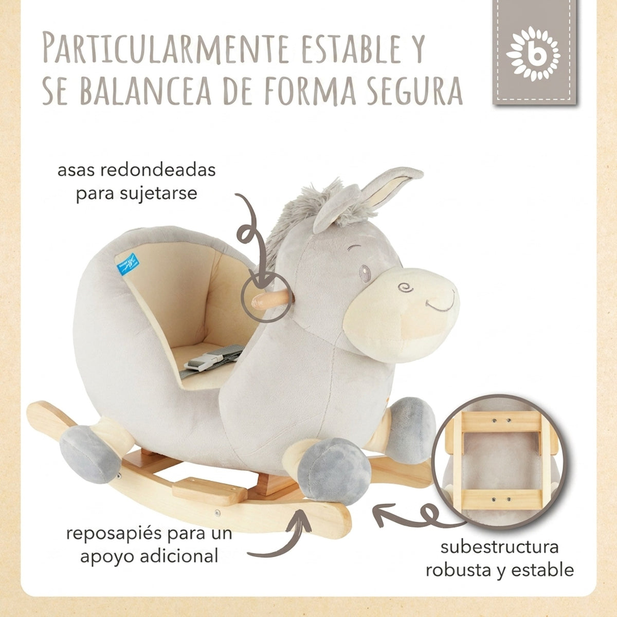 Schaukeltier Baby Esel Fips - ES Infographic