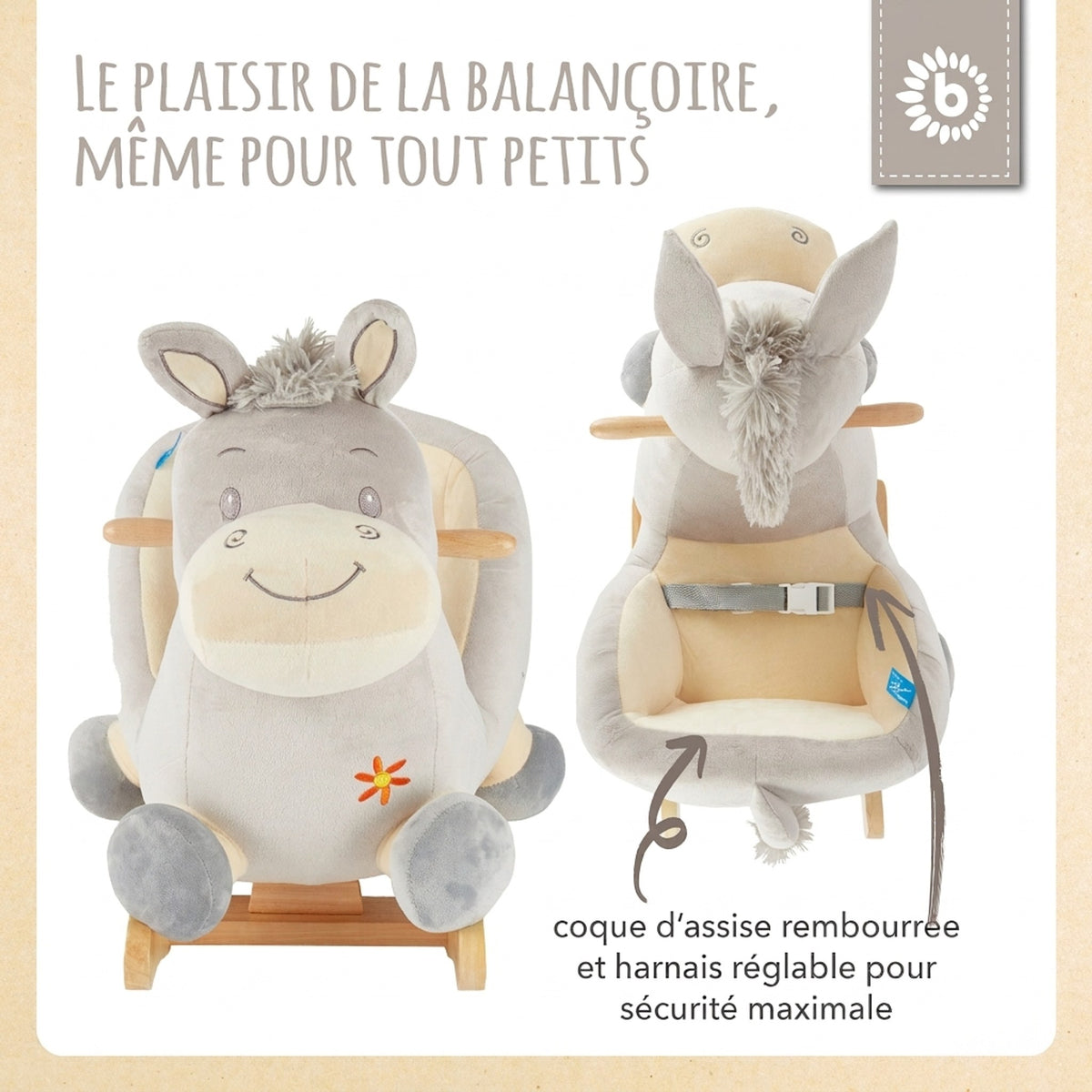 Schaukeltier Baby Esel Fips - FR Infographic