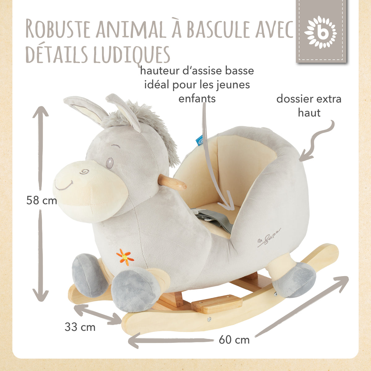 Schaukeltier Baby Esel Fips - FR Infographic