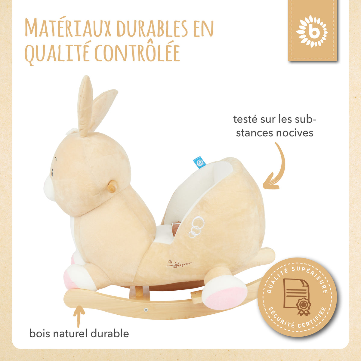 Schaukeltier Baby Hase Hopsi - FR Infographic