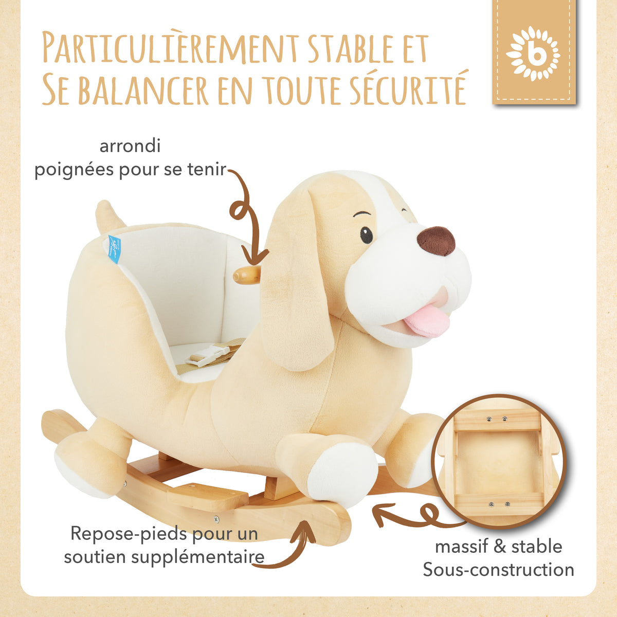 Schaukeltier Baby Hund Sam - FR Infographic