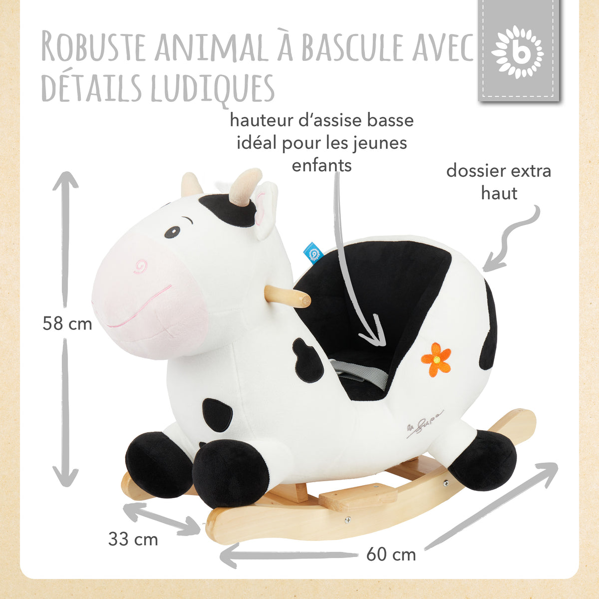 Schaukeltier Baby Kuh Heidi - FR Infographic