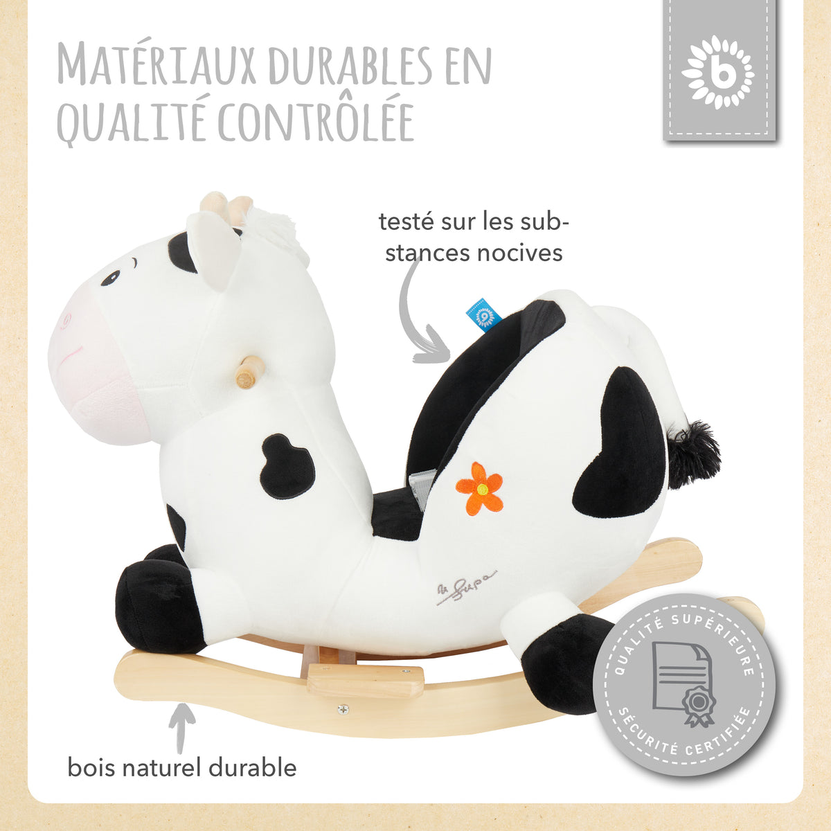 Schaukeltier Baby Kuh Heidi - FR Infographic