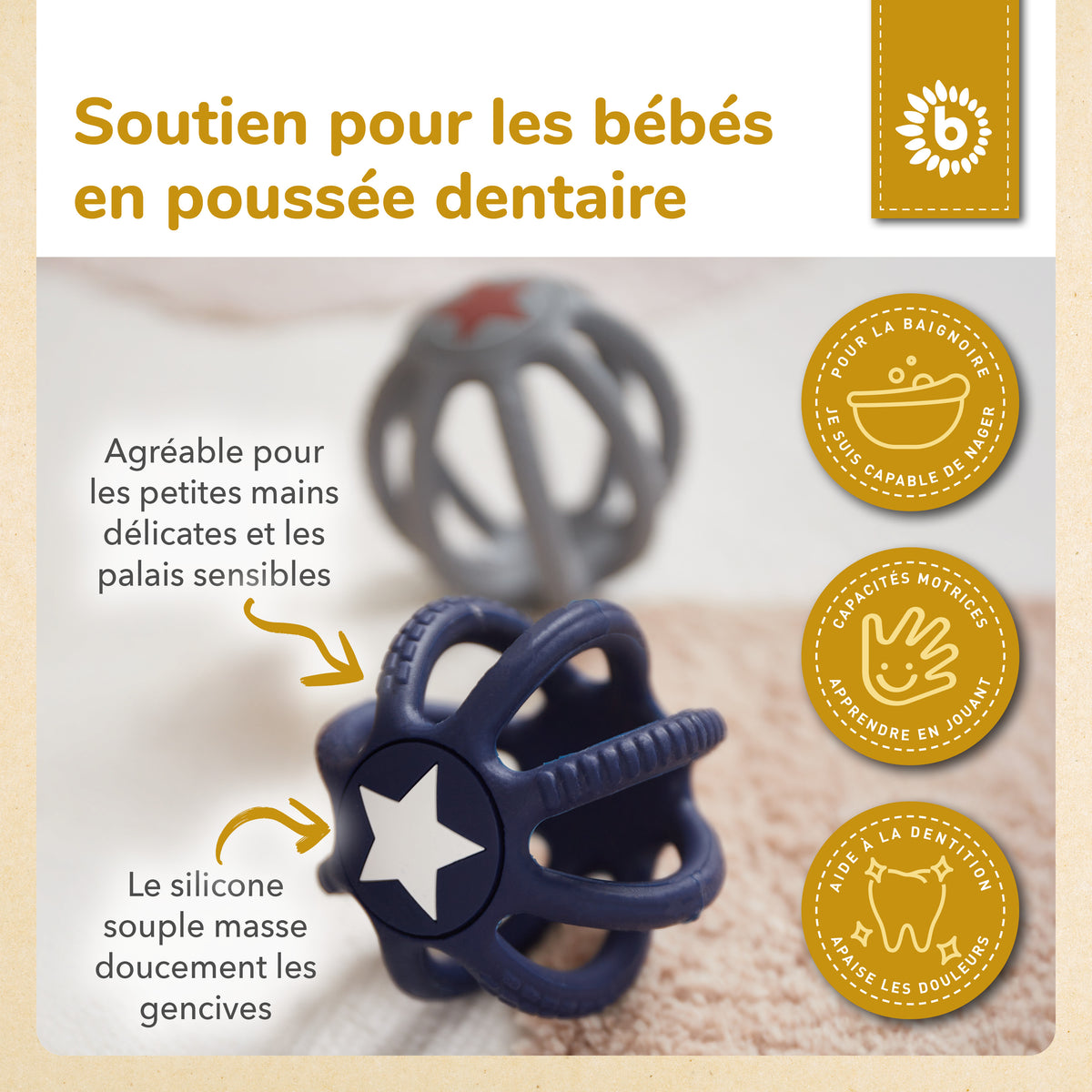 Silikon Beiß- & Greifball 2er Set Night Sky - FR Infographic