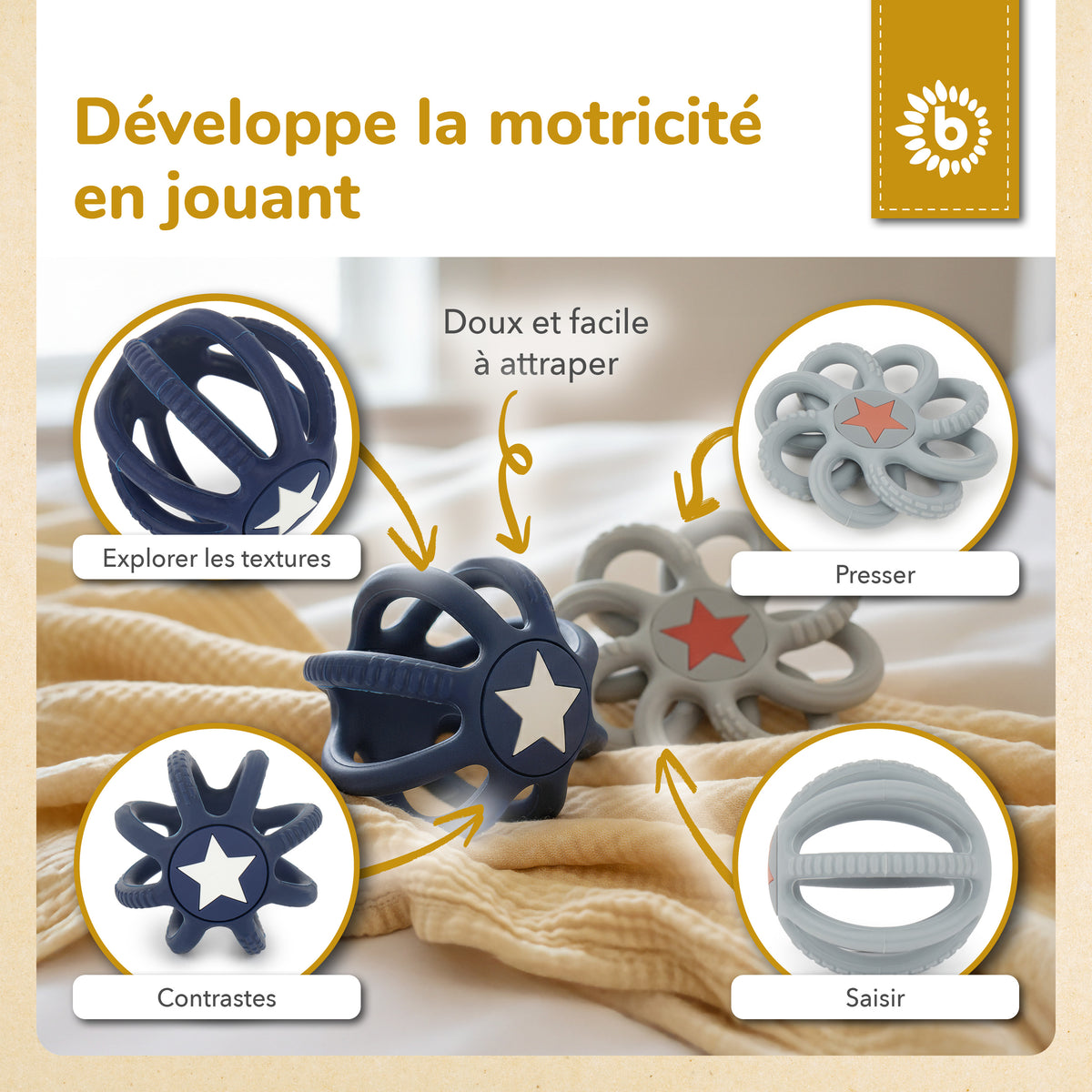 Silikon Beiß- & Greifball 2er Set Night Sky - FR Infographic