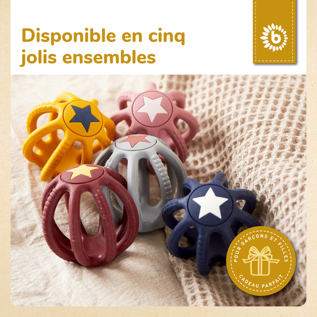 Silikon Beiß- & Greifball 2er Set Sun & Sky - FR Infographic