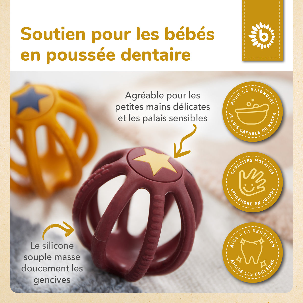 Silikon Beiß- & Greifball 2er Set Sunset - FR Infographic