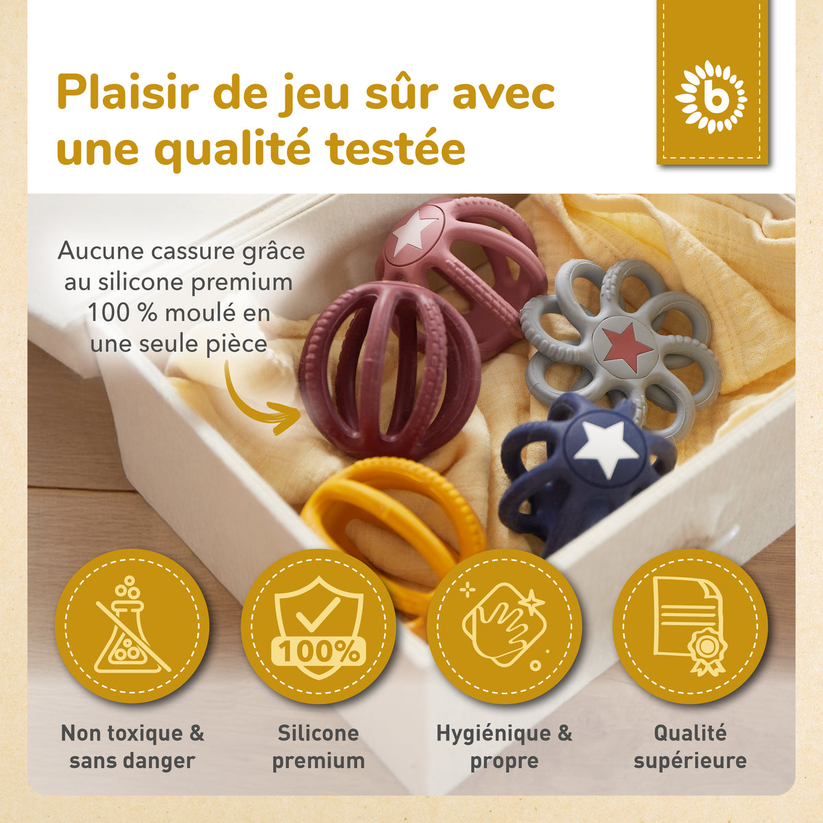 Silikon Beiß- & Greifball 2er Set Sunset - FR Infographic