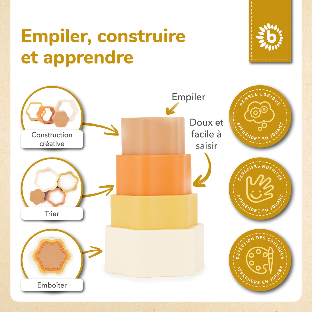 Silikon Stapelspiel Blume Chocolate Bliss - FR Infographic