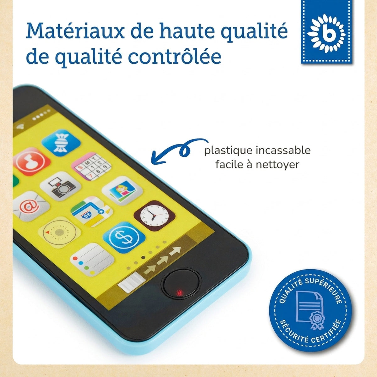 Smartphone blau mit Licht / Sounds - FR Infographic