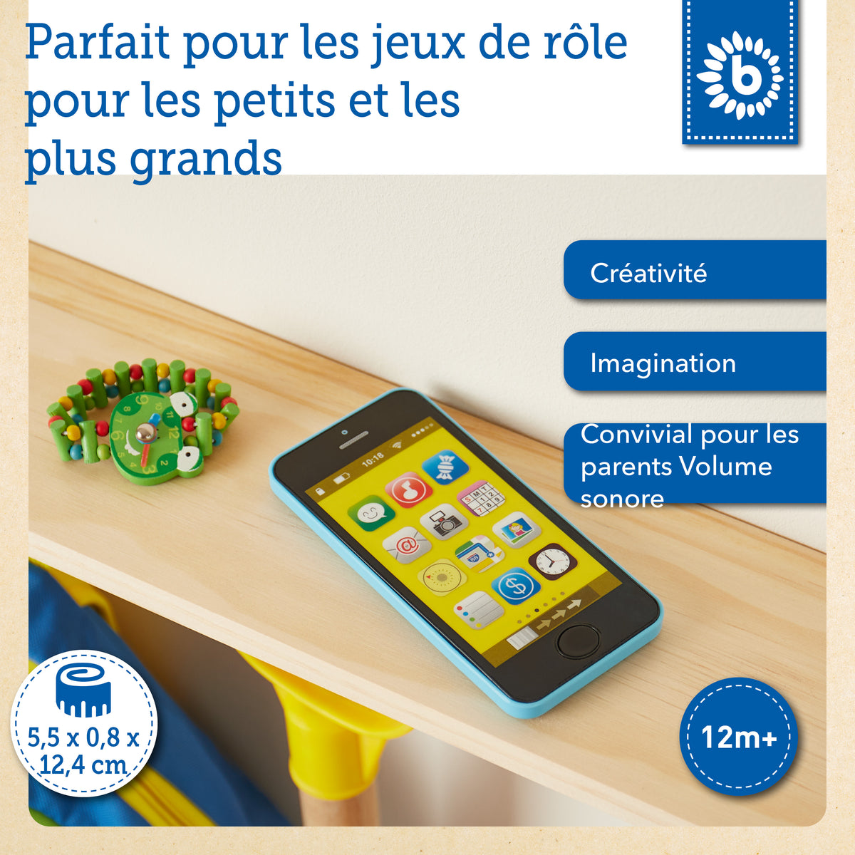 Smartphone blau mit Licht / Sounds - FR Infographic