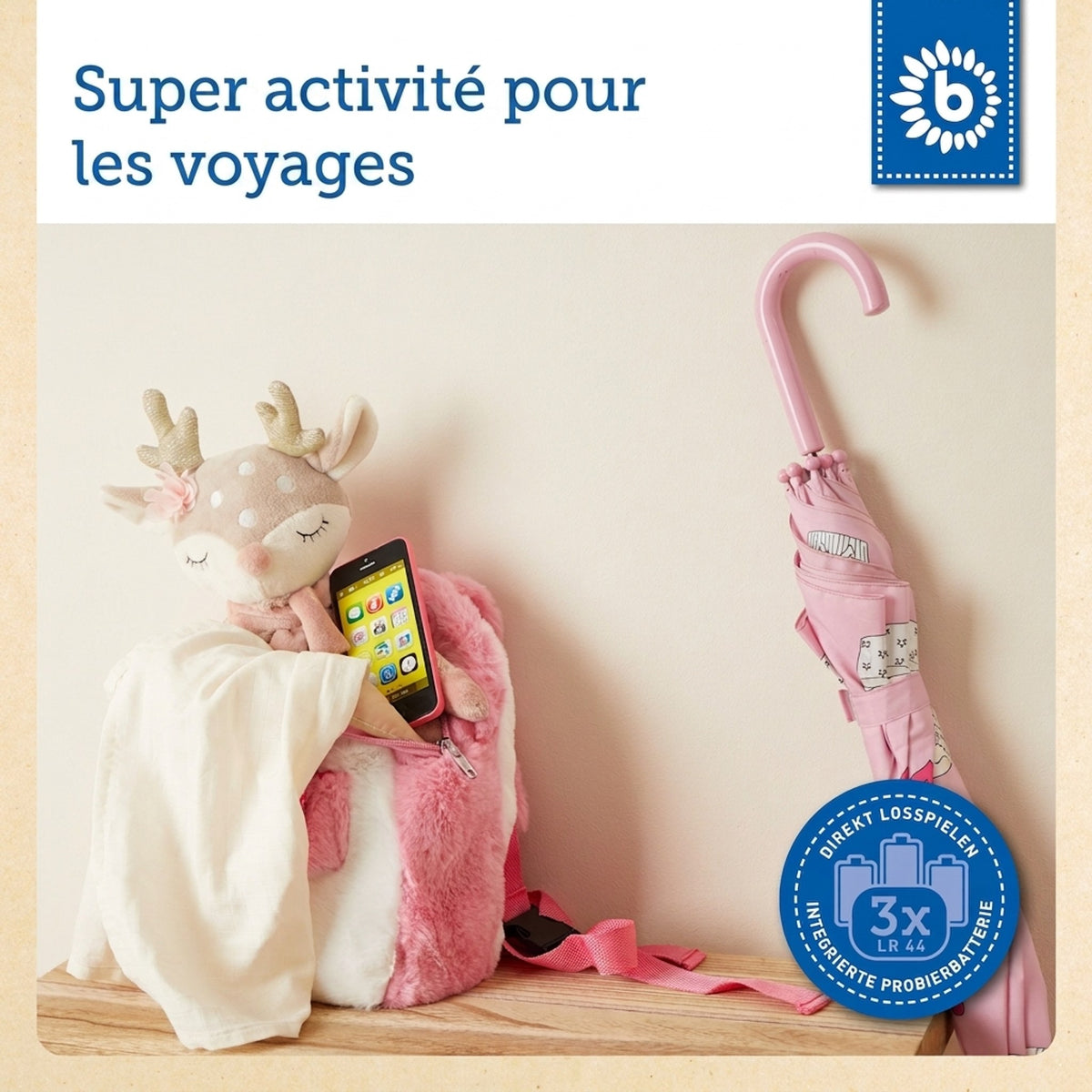 Smartphone rosa mit Licht/Sound - FR Infographic