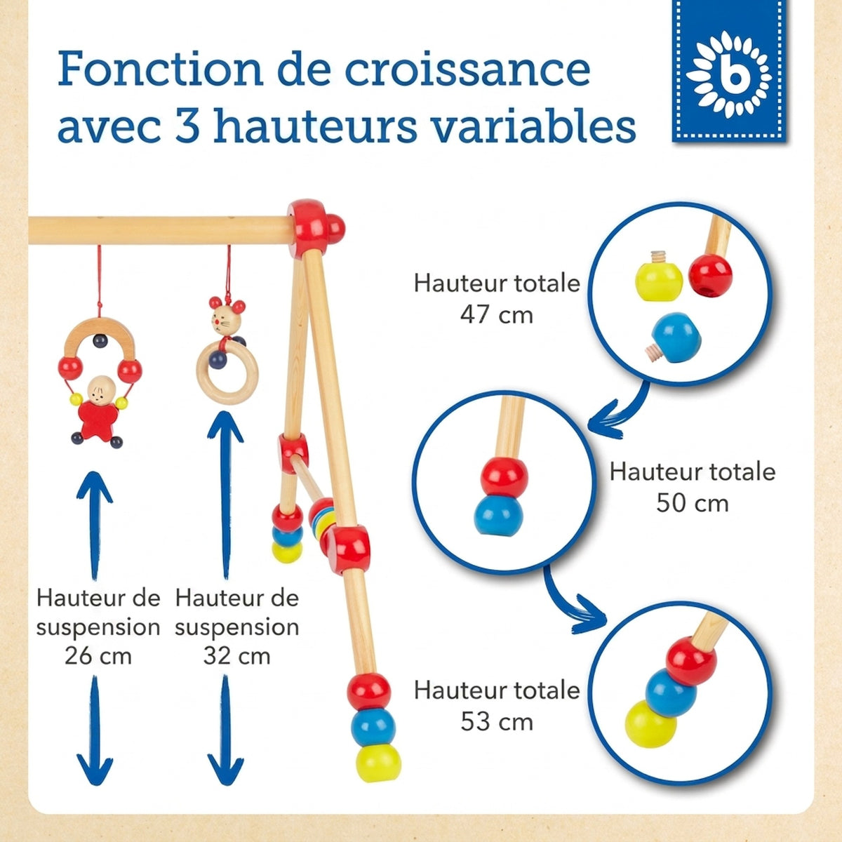Spielbogen Gymnast - höhenverstellbar - FR Infographic