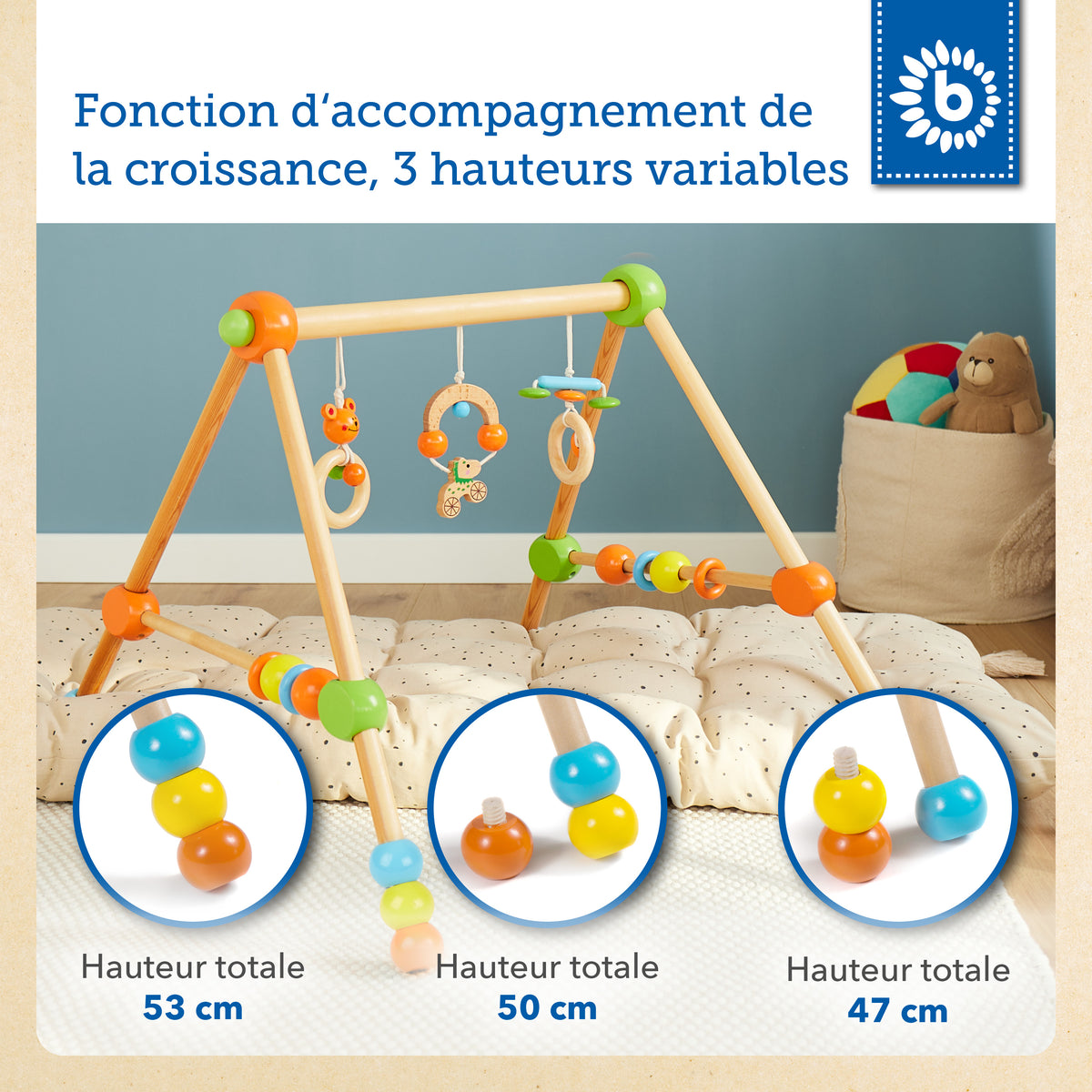 Spielbogen Trendy - höhenverstellbar - FR Infographic