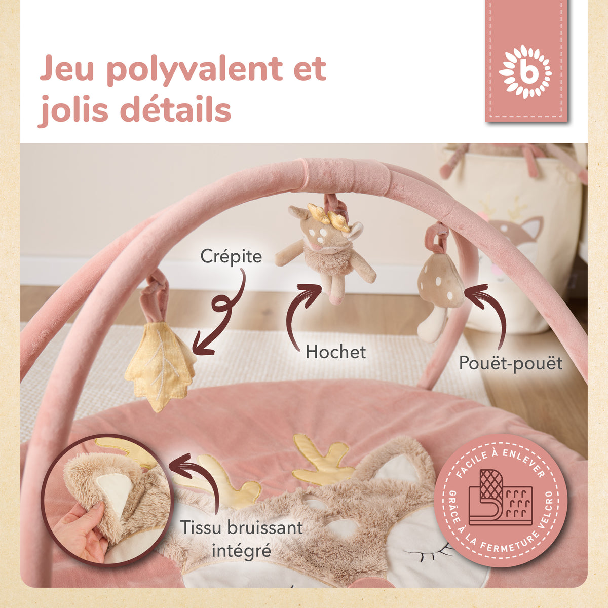 Spieldecke mit Activitybogen Reh Ella - FR Infographic