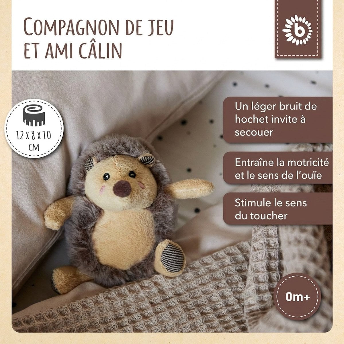 Spielfigur Igel Piksi mit Rassel - FR Infographic