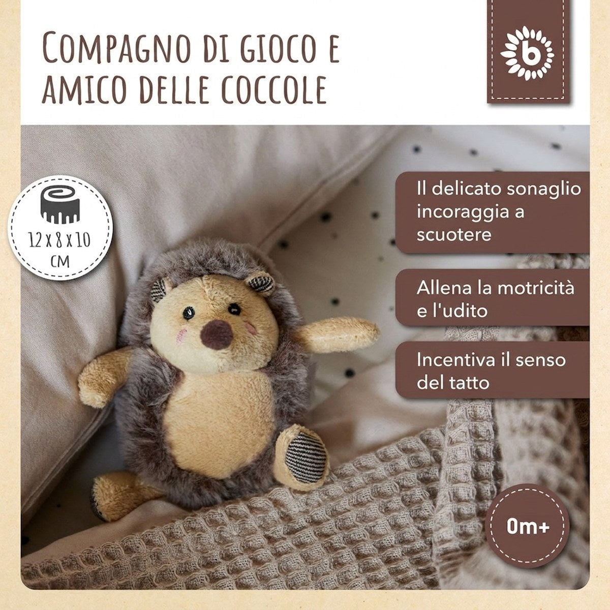 Spielfigur Igel Piksi mit Rassel - IT Infographic