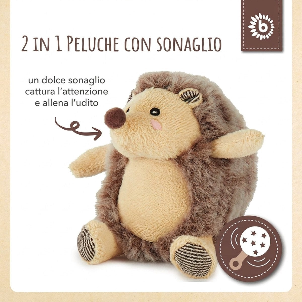 Spielfigur Igel Piksi mit Rassel - IT Infographic