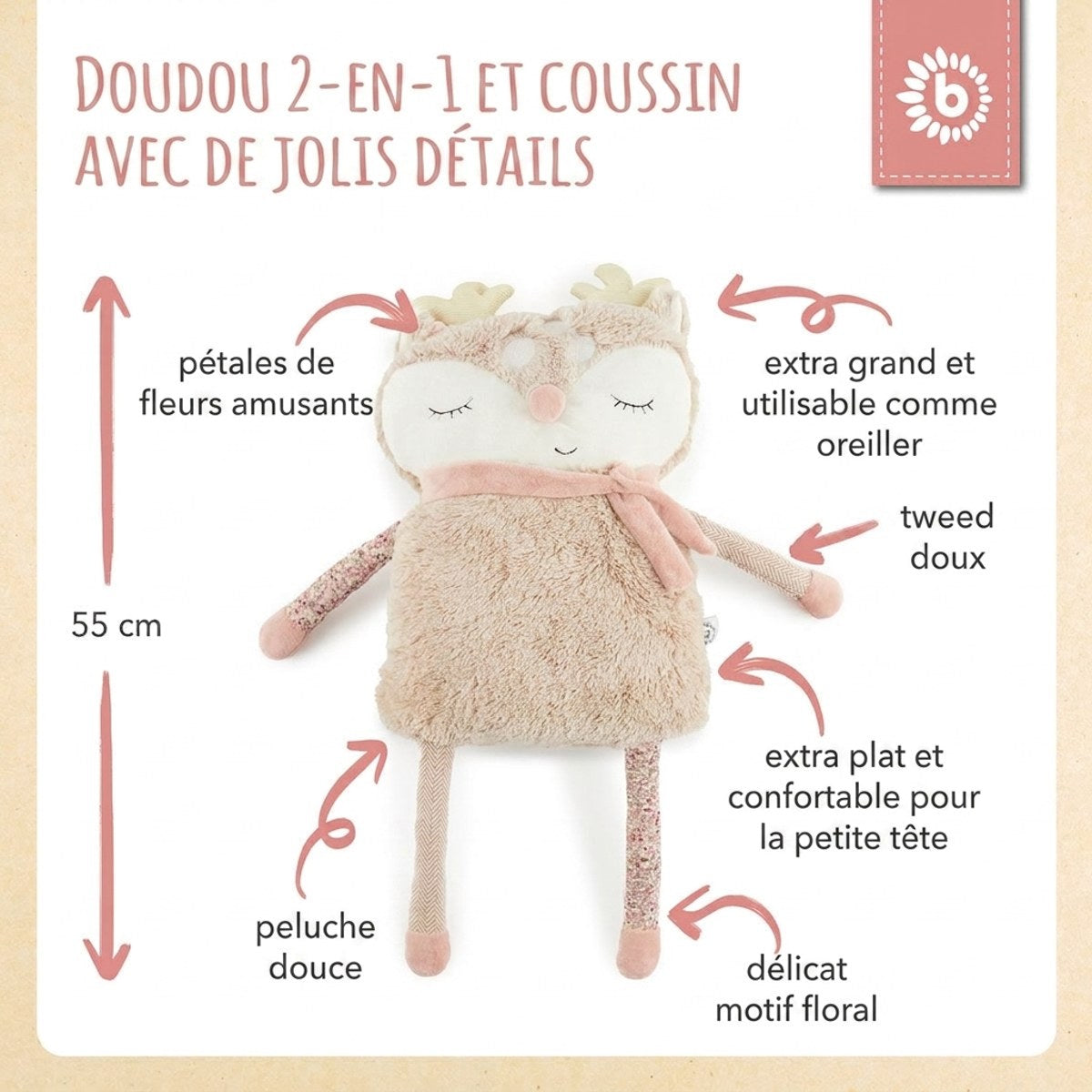 Kuschelkissen Reh Ella - FR Infographic