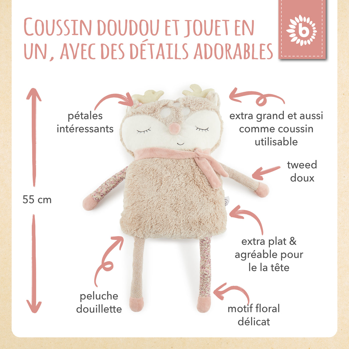 Kuschelkissen Reh Ella - FR Infographic