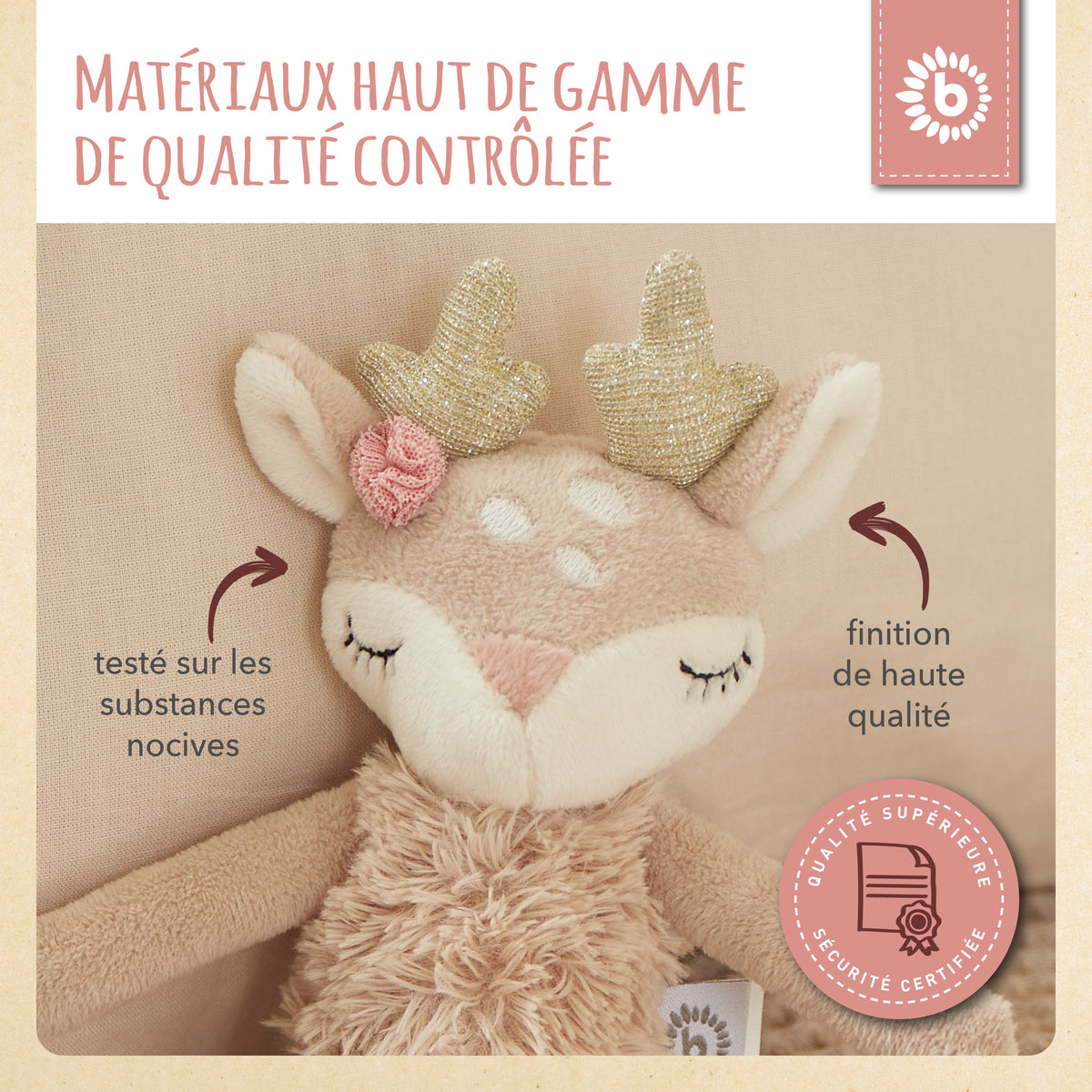 Spielfigur Reh Ella mit Rassel - FR Infographic
