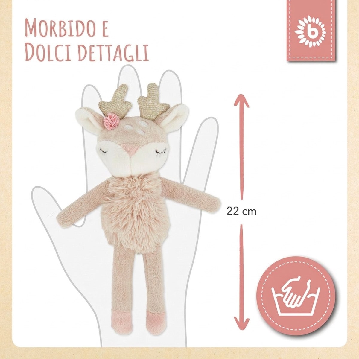 Spielfigur Reh Ella mit Rassel - IT Infographic