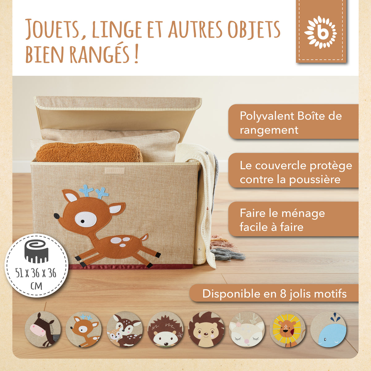 Aufbewahrungsbox Reh mit Deckel - FR Infographic