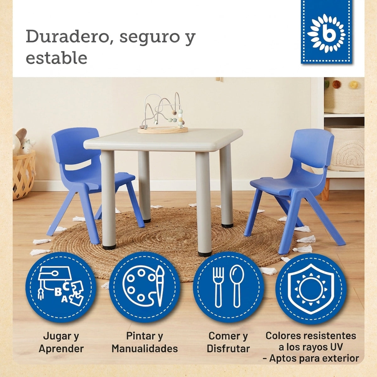 Kinderstuhl Blau - ES Infographic