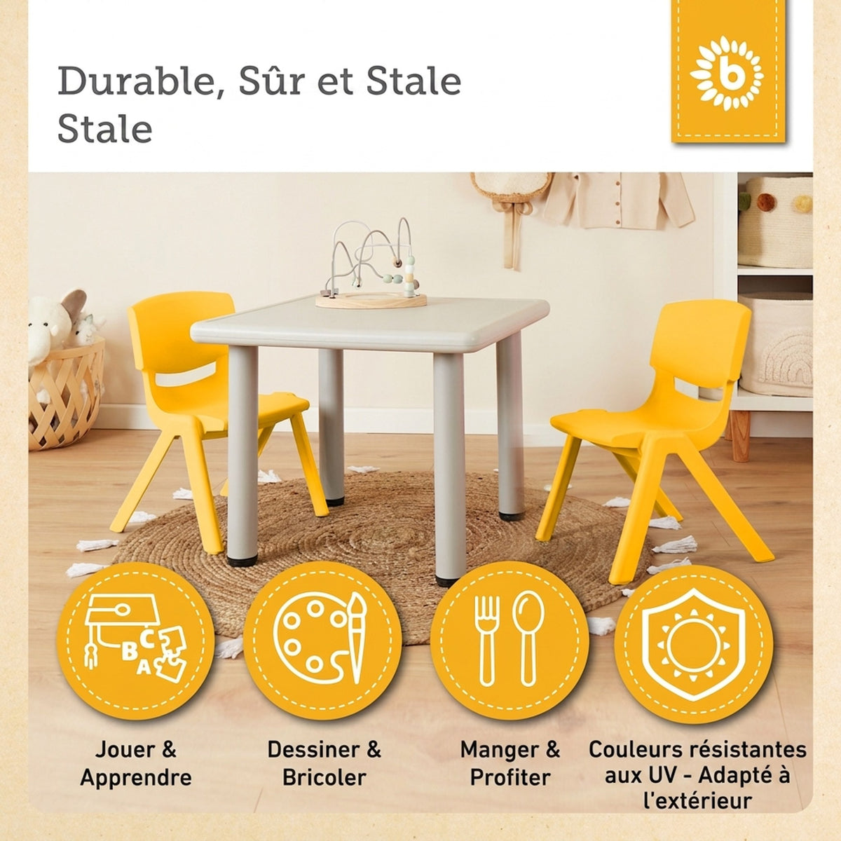 Kinderstuhl Gelb - FR Infographic