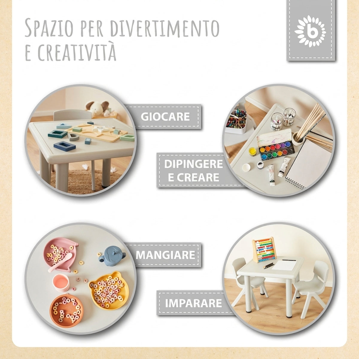 1x Kindertisch & 2x Kinderstuhl Silver - IT Infographic