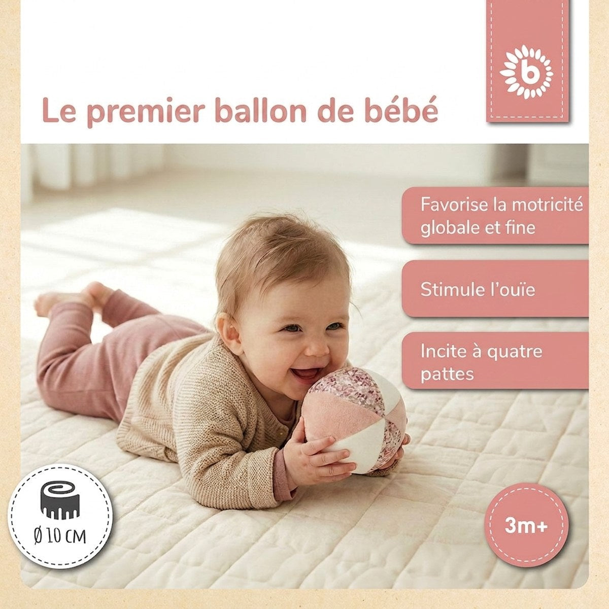 Veloursball Ella mit Rassel - FR Infographic