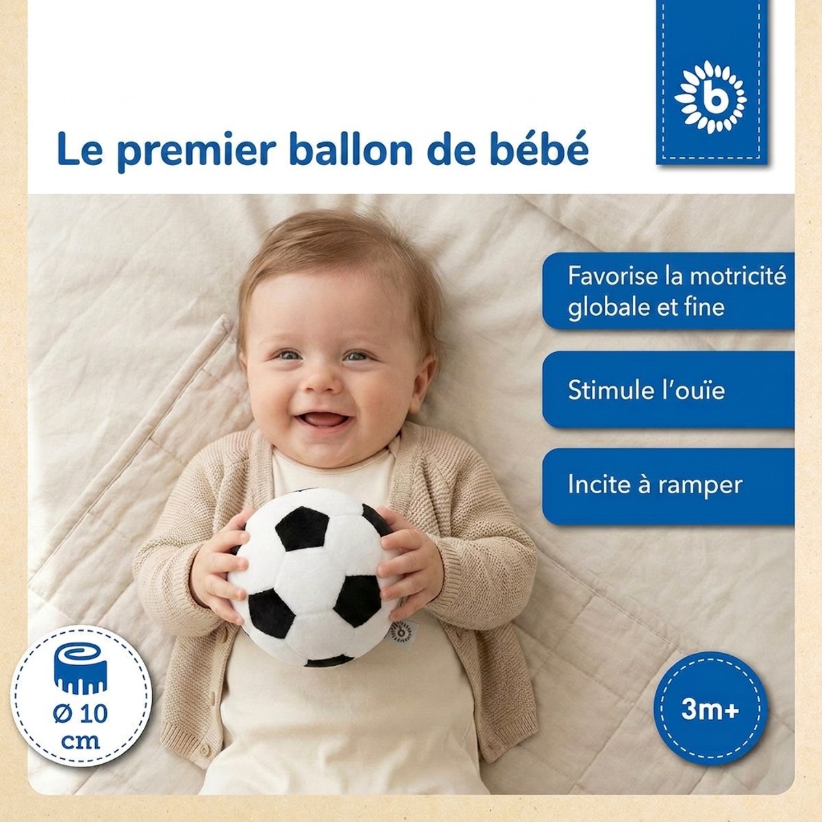 Veloursball Fußball mit Rassel - FR Infographic