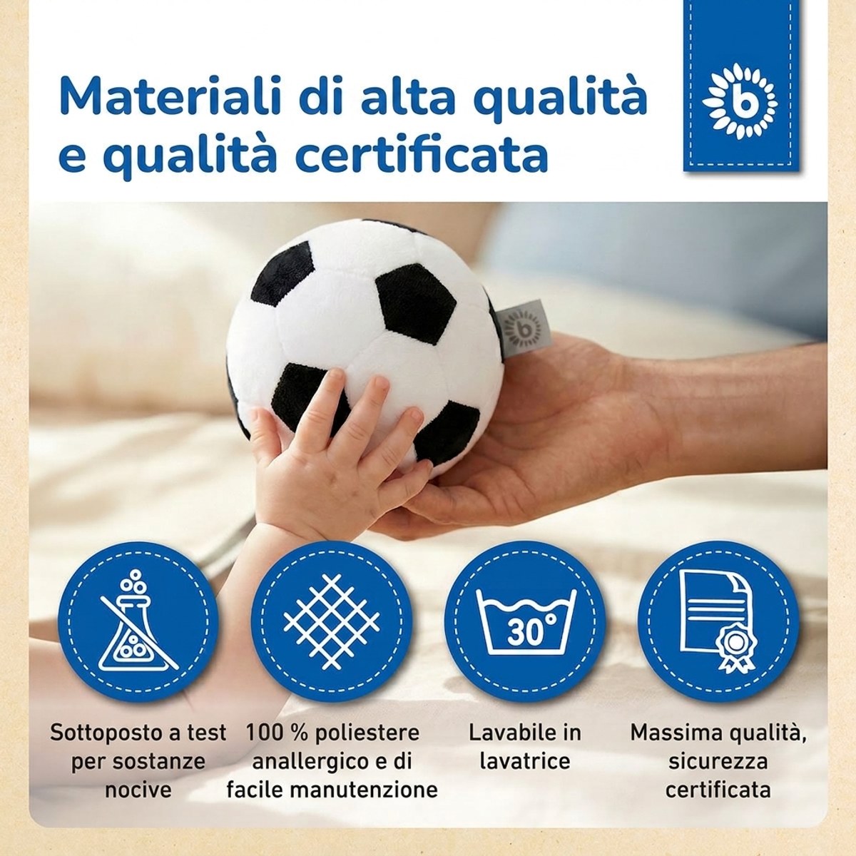 Veloursball Fußball mit Rassel - IT Infographic